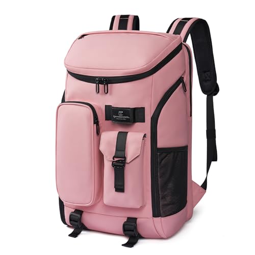 Carry on Travel Backpack for Men Women,30L Multi-Pocket 17.3inch Laptop Backpack, Sports Gym Tennis Badminton Backpack with Shoe Compartment-Pink - color: Pink-30l