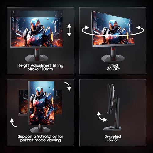 KOORUI Gaming Monitor, QHD 24" Nano IPS Display, 1440P 165Hz Computer Monitor, 1ms 2K PC Screen, 100% sRGB, Adaptive Sync, Height/Tilt/Pivot Adjustment, HDMI, DisplayPort, GP01 - size: 24"/QHD/165Hz