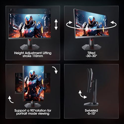 KOORUI Gaming Monitor, QHD 24" Nano IPS Display, 1440P 165Hz Computer Monitor, 1ms 2K PC Screen, 100% sRGB, Adaptive Sync, Height/Tilt/Pivot Adjustment, HDMI, DisplayPort, GP01 - size: 24"/QHD/165Hz