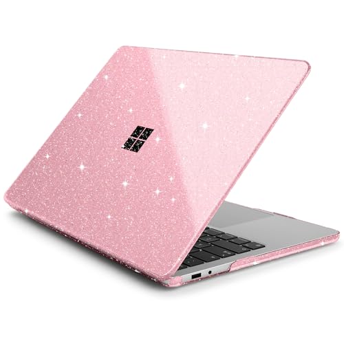 Batianda Glitter Case for Surface Laptop 13 inch 2025 2026, Starry Pink | Fits Model 2095, Subtle Glitter Mist Finish, Lightweight Hard Shell with Scratch-Resistant Protection, Easy Installation - color: Bling pink