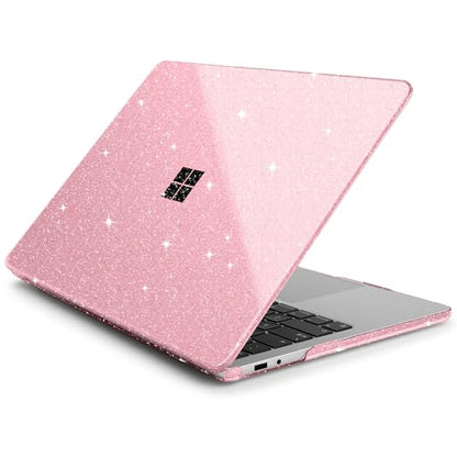 Batianda Glitter Case for Surface Laptop 13 inch 2025 2026, Starry Pink | Fits Model 2095, Subtle Glitter Mist Finish, Lightweight Hard Shell with Scratch-Resistant Protection, Easy Installation - color: Bling pink