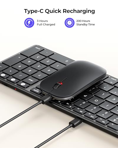 seenda Bluetooth Keyboard and Mouse Combo for Mac, SKM64-2 Rechargeable Silent Wireless Keyboard Mouse Compact Slim, 3 Multi-Device Connection, Compatible for Mac MacBook Pro/Air iPad, Black Gray - color: Black Gray