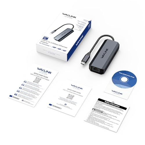 WAVLINK USB C to Ethernet Adapter 2.5 Gbps, USB to 2.5G Ethernet Adapter with 95W Power for Laptop, USB-C to RJ45 Network Converter (Thunderbolt 4/3 Compatible) for Windows, Mac OS, iPad OS and More | 95W Power for Laptop, USB-C to RJ45 Network Converter