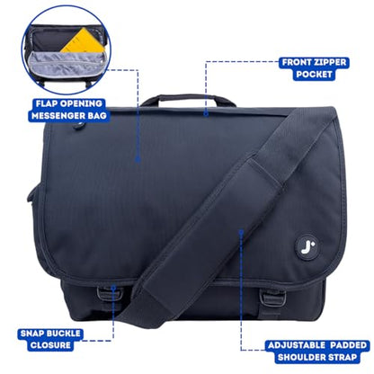 J World New York Thomas Laptop Messenger Bag for Women & Men. Kids Computer Bookbag - color: Black
