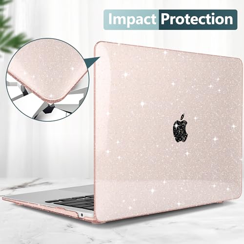 DONGKE for MacBook Air 13 inch Case 2021-2018 Release A2337 M1 A2179 A1932, Bling Plastic Hard Shell Case & Keyboard Cover Only Compatible with MacBook Air 13 inch Retina Fits Touch ID, Starlight - color: Sparkly Starlight