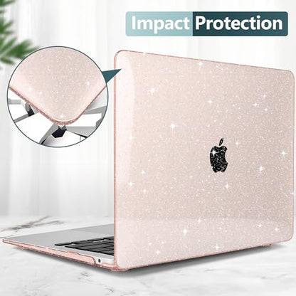 DONGKE for MacBook Air 13 inch Case 2021-2018 Release A2337 M1 A2179 A1932, Bling Plastic Hard Shell Case & Keyboard Cover Only Compatible with MacBook Air 13 inch Retina Fits Touch ID, Starlight - color: Sparkly Starlight