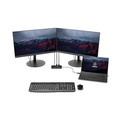 StarTech USB-A DisplayLink Dual 4K 60Hz DP Mini Dock, GbE, TAA (USBA2DPGB) | USB 3.0 mini docking station, DisplayLink, Gigabit Ethernet port, 1ft 30cm cable, Laptop adapter, Portable
