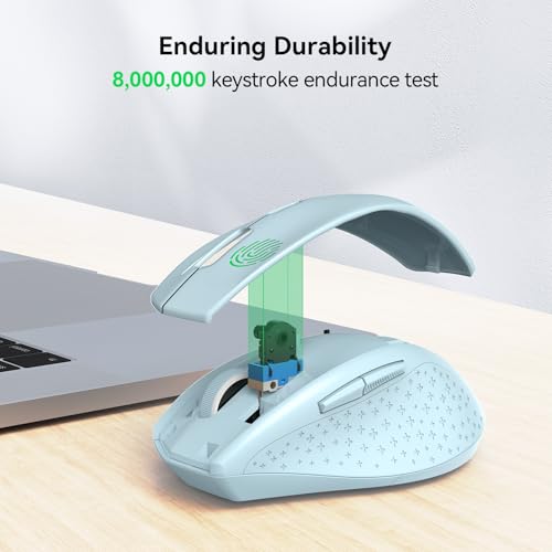 TECKNET Wireless Mouse, 2.4G USB Computer Mouse with 6-Level Adjustable 4800 DPI, 30 Months Battery, Ergonomic Grips, 6 Buttons Portable for PC, Chromebook, Mac - Lightblue - color: Lightblue