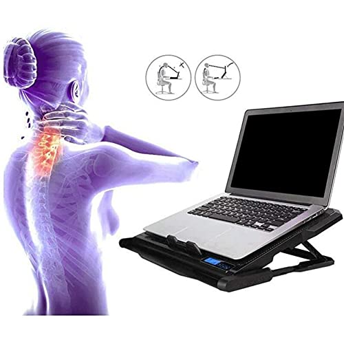 Laptop Cooling Pad for 12"-17" Notebook with Adjustable Fan Speed Adjustable Mount Stand, Dual USB Ports 6 Silent Fans Cooler Pad Very Silent