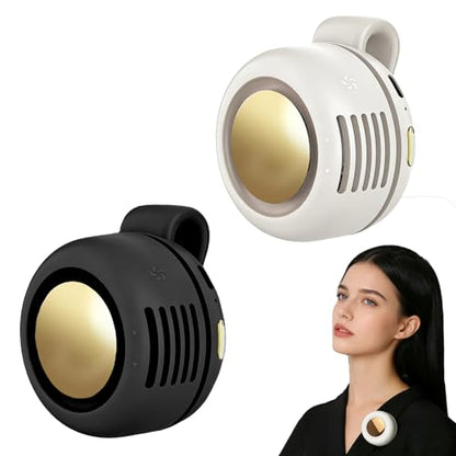 Portable Fan,2-in-1 Waist Clip On Bladeless, Ultra-Quiet Mini Personal Neck Fan 3 Speeds with 360°Adjustable Clip USB Rechargeable for Hiking,Office & Outdoor - color: White+Black