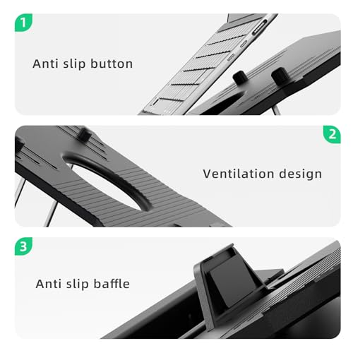Laptop Stand for Desk, Phone Stand, Extended Laptops Riser, Elevator, 3 Height Adjustable, Rotatable Base, 10-17 Inches - color: Upgraded