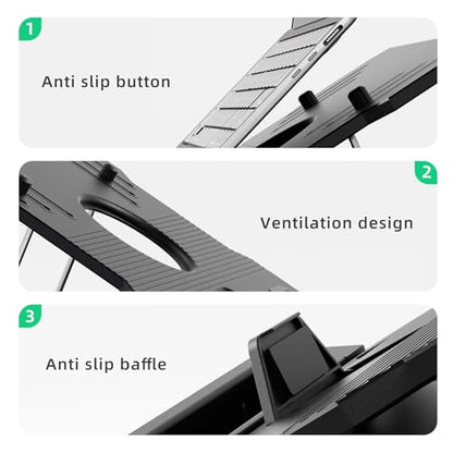 Laptop Stand for Desk, Phone Stand, Extended Laptops Riser, Elevator, 3 Height Adjustable, Rotatable Base, 10-17 Inches - color: Upgraded