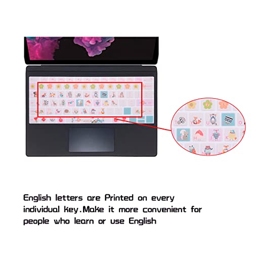 HRH English Silicone Keyboard Cover Skin for Microsoft Surface Pro | With Surface Pro 4, Pro 5 2017, Pro 6 2018, Pro 7 2019,12.3-inch Surface Pro 6,Dustproof,Soft-Touch,Ultra Thin,Forest Animals - color: Forest animals