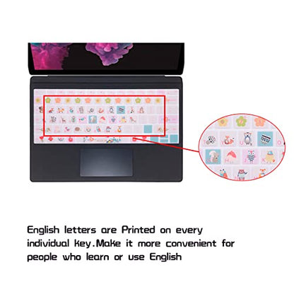 HRH English Silicone Keyboard Cover Skin for Microsoft Surface Pro | With Surface Pro 4, Pro 5 2017, Pro 6 2018, Pro 7 2019,12.3-inch Surface Pro 6,Dustproof,Soft-Touch,Ultra Thin,Forest Animals - color: Forest animals