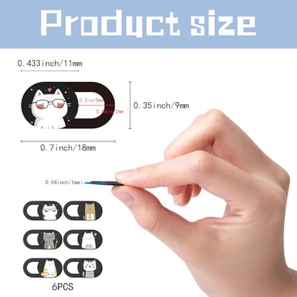 6Pcs Phone Privacy Camera Cover Webcam Camera Cover Slide Cat Pattern Privacy Security Guard Slide Phone Webcam Protector for Laptop Desktop Computers Smartphones Tablet Notebook Mini PC - color: Cats