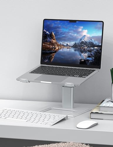 ALASHI Laptop Stand for Desk, Computer Stand Adjustable Height, Ergonomic Notebook Laptop Riser, Aluminum Metal Holder Compatible with 10 to 17.3 Inches Notebook PC Computer, Silver - color: B-Silver
