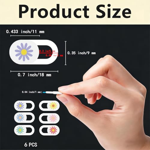 6Pcs 6 Styles Daisy Camera Cover Slide White Privacy Guard Accessories, 0.04 Inch Thin Webcam Cover Protector Blocker for Laptop Desktop Computer Tablet Notebook Mini PC Home Office Use - color: Daisy
