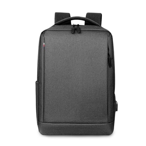 FANDARE 15.6 inch Business Laptop Rucksack Bag with USB Charging Port Mens Laptop Backpack Business Travel Rucksack Polyester Daypack with Luggage Strap Multi-Compartment for Work Commuter Dark Gray - color: Dark Gray