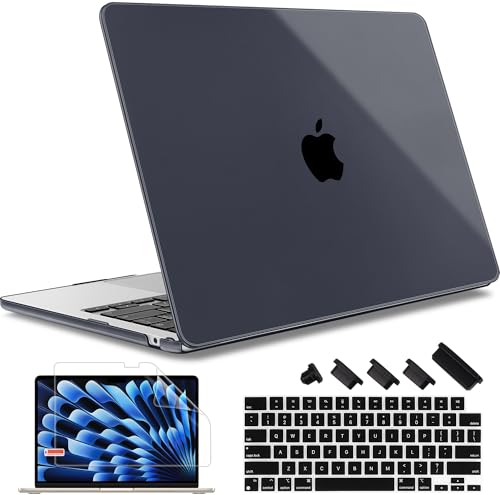May Chen for 2026 MacBook Air 15 inch Case 2025 2024 2023 A3448 M5 A3241 M4 A3114 M3 A2941 M2 with Liquid Retina Display & Touch ID, Plastic Hard Shell with Keyboard Cover - Crystal Black - color: Crystal Black