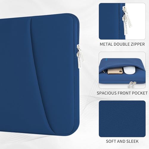 RAINYEAR Laptop Sleeve Case with Front Pocket, 13.3 Inch Protective Portable Case Briefcase Laptop Carrying Bag Compatible with 13.3-14 Inch Laptop PC, 14 Inch MacBook Pro M5 M4 M3 M2 M1, Navy Blue - color: Navy Blue, size: 13.3-14 inch