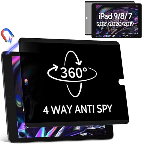 360° Magnetic Privacy Screen for iPad 9th 8th 7th Generation 10.2 Inch & iPad Air 3th & iPad Pro 10.5 In, 4 Way Privacy Removable Anti Glare Blue Light Filter Shield Film Anti Spy Protector - size: [1 PACK] iPad 10.2" 360° Privacy Screen