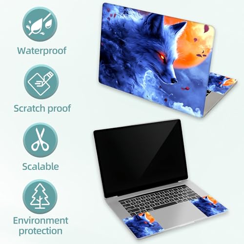 Universal Laptop Skin Decal, 3-Piece Vinyl Protector for 12 13 14 15.6" Notebook, Waterproof Anti-Scratch, Easy Trim & Bubble-Free Finish, Mystical Nine-Tailed Fox - color: Mystical Nine-tailed Fox