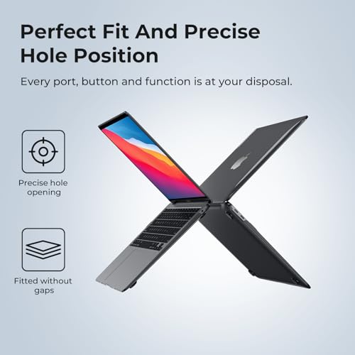 EooCoo Case for MacBook Air 13 inch M1 2020-2018, Crystal Black | Crystal Hard Shell Scratch Resistant Protective Cover, Lightweight, Ultra Thin and Transparent, Easy Snap-On - color: Crystal Black, size: Air 13.3-inch
