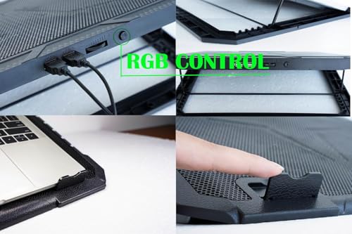 RGB Gaming Laptop Cooling Pad 17-12Inch 4Fans (Customized RGB Sidelight with Switch,Laptop Fan Speed Adjustable,5 Heights Adjustment with Phone Holder)Fit Apple MacBook Laptop Fan Cooling Pad - color: RGB 4Fan 12-17inch