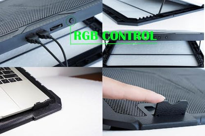 RGB Gaming Laptop Cooling Pad 17-12Inch 4Fans (Customized RGB Sidelight with Switch,Laptop Fan Speed Adjustable,5 Heights Adjustment with Phone Holder)Fit Apple MacBook Laptop Fan Cooling Pad - color: RGB 4Fan 12-17inch