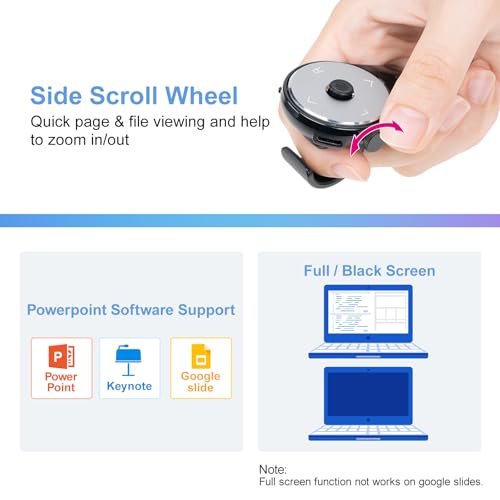 SANWA 3 in 1 Bluetooth Finger Ring Mouse + Ergonomic Mouse with LED Screen Set, Wireless Presentation Clicker, Video Scroller & Page Turner, Vertical Mice Knob Control, Compatible with Mac, Windows, A