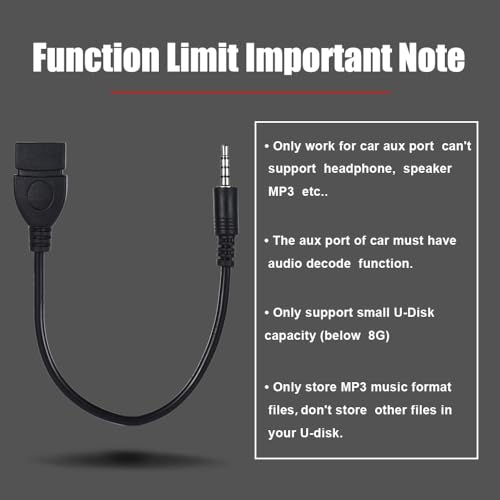 3.5mm (1/8 inch) AUX Audio Plug Male to USB 2.0 Female OTG Adapter Converter Cable for Playing Music with U-Disk in Your Car