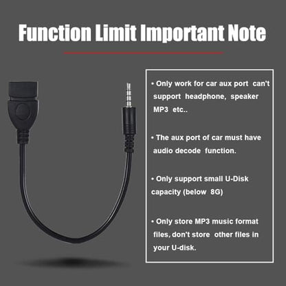 3.5mm (1/8 inch) AUX Audio Plug Male to USB 2.0 Female OTG Adapter Converter Cable for Playing Music with U-Disk in Your Car