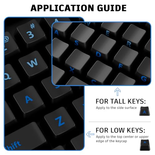 ProElife Gradient Keyboard Letter Stickers with Tweezer, Full-Key, Blue | English Transfer Printing Peel-Off Film, Leave English Letters on Keys, Keyboard Letters Replacement Stickers for Desktop - color: Blue