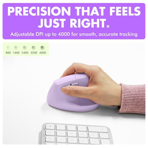 X9 Performance Wireless Vertical Ergonomic Mouse - (BT + 2.4Ghz) - Click in Comfort - Up to 4000 DPI, 6 Button, Rechargeable - Bluetooth Ergonomic Vertical Mouse Wireless - for Mac and PC - Purple - color: Purple