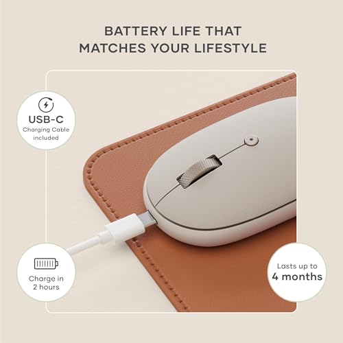 Satechi OntheGo Bluetooth Mouse with USB C Rechargeable Battery, Connect up 3 Devices, Compact and Portable Wireless Mouse for Laptop, Computer, Tablet – Sand - color: Sand
