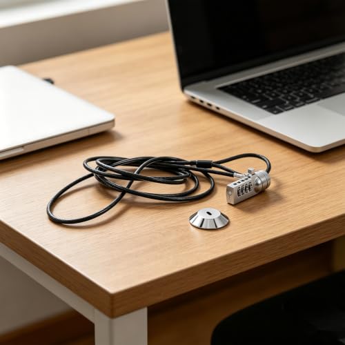 Laptop Security Cable Lock with 4-Digit Combination, Flexible Lightweight Steel and Plastic Construction, 6ft Portable Anti-Theft Lock for Laptop and Electronic Devices at Office