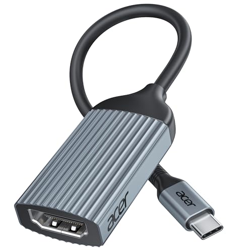 Acer USB-C to HDMI Adapter 4K@60Hz, Thunderbolt 3/4 Support for Laptop/Mac | Type C to HDMI Converter Compatible with MacBook Pro/Air, iPhone 17 16 Pro/Max, iPad Pro/Air, Surface, Dell XPS, Chromebook - color: Grey