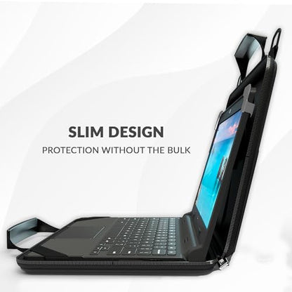 13-14 Inch Always-on Chromebook Protective Hard Case with Adjustable Shoulder Strap and Carrying Handles - color: Black Fabric