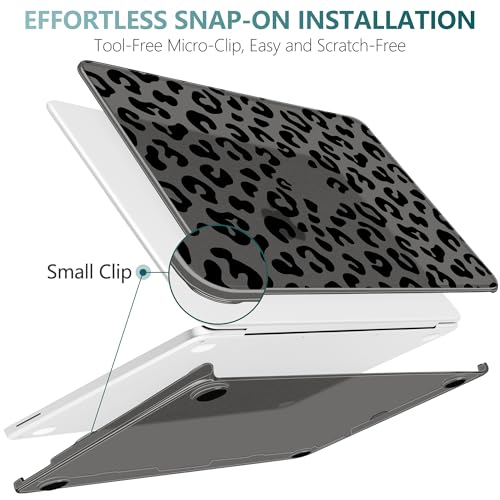 for MacBook Neo 13 inch Case 2026 (Model A3404), Artistic Leopard Pattern Ultra Slim Frosted Matte Hard Shell, Anti-Scratch & Fingerprint Resistant Cover, Leopard Black - color: Leopard Black