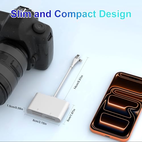 Memory Stick Pro Duo Adapter for Lightning/USB-C - 4-in-1 Multi Memory Card Reader for SD/Micro SD/MS/xD-Picture Cards, Sony Memory Stick Pro Duo Reader OTG Adapter, Plug & Play for iPhone/Android/PC