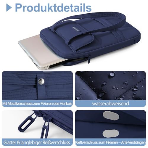 Puffy Laptop Sleeve 13-14 inch, Ultra Lightweight Laptop Case Compatible with MacBook Air/Pro 13/Pro 14 M5 M4 M3 M2 M1, iPad, HP Dell ASUS Lenovo, Vertical Laptop Bag with Handles, Navy Blue | 14.37"x10.24"x1.38" - color: Navy Blue