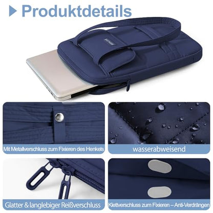 Puffy Laptop Sleeve 13-14 inch, Ultra Lightweight Laptop Case Compatible with MacBook Air/Pro 13/Pro 14 M5 M4 M3 M2 M1, iPad, HP Dell ASUS Lenovo, Vertical Laptop Bag with Handles, Navy Blue | 14.37"x10.24"x1.38" - color: Navy Blue