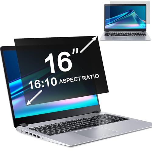 ZOEGAA 16 Inch Laptop Privacy Screen Filter for 16:10 Widescreen Display 13.54"x8.45" - Laptop Screen Privacy Shield and Anti Blue Light Anti Glare Screen Protector - size: 16 in (16:10) privacy screen