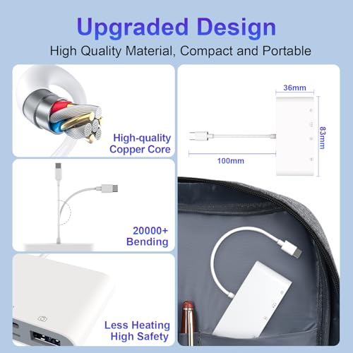 5-in-1 Multi USB C SD/TF/Smart Card Slot+USB OTG Memory Card Reader for iPhone 16/iPad Pro，DOD Military Common Access CAC Smart ID Card Reader for iPhone 16 15/iPad Pro/Mac/Samsung/Laptop/Tablets - color: white