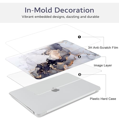 B BELK Compatible with MacBook Air 13 inch Case 2021 2020 2019 2018 M1 Chip | A2337 A2179 A1932, Plastic Hard Shell for MacBook Air 13.3 inch Case with Keyboard Cover&Screen Protector, Blue White Marble - color: Blue White Marble
