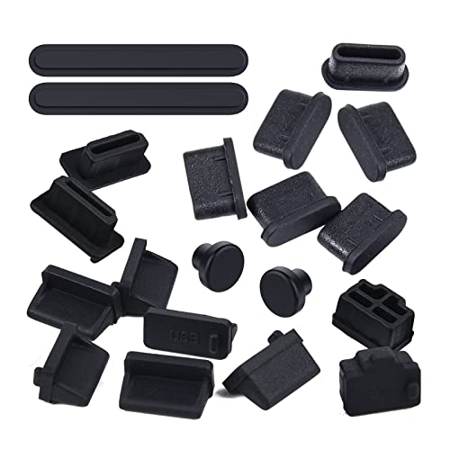 20 Pcs USB Port Cover, 6 Types Laptop Ports Cover Dust Plugs Caps for Type C/USB C, USB Female Plug, HDMI, RJ45, SD Card, Headphone Ports, Silicone USB Type-C Dust Stopper