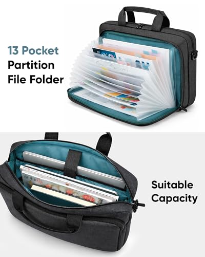 Bulado Laptop Bag with File Organizer, 15.6" Laptop Case, Water-Resistant | Multi-Compartment Work Bag, Carry-On for Business Commute Work Travel Trip