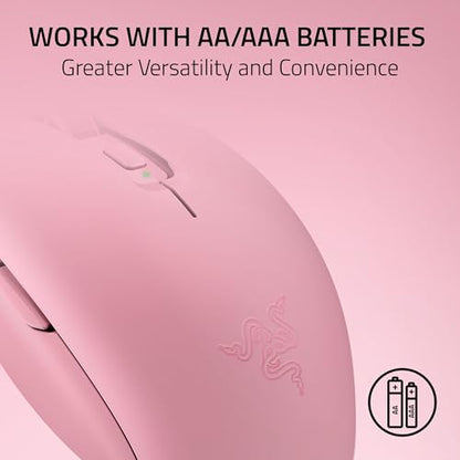 Razer Orochi V2 Wireless Gaming Mouse, PC & Mac, Portable, 60g, Quartz Pink | Bluetooth & 2.4GHz Wireless Connectivity, 18K DPI, Up to 1100 Hr Battery Life - color: Quartz