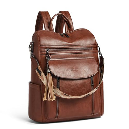 Laptop Backpack for Women 15.6 inch,Travel Leather Backpack Purse Nurse Teacher Carry on Backpack Computer Bag,Professional Water-Resistant College Business Work Casual Daypack,Chocolate Brown - color: Brown01