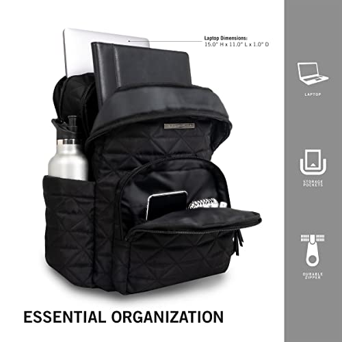 Kenneth Cole REACTION Diamond Tower Collection Lightweight Hardside Expandable 8-Wheel Spinner Travel Luggage, Black, 2-Piece Bundle (Carry On + Backpack) - color: Black, size: 2-Piece Bundle (Carry On + Backpack)